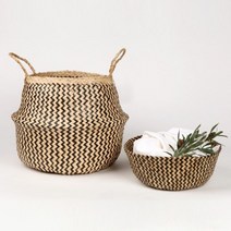 [프롬엔]내추럴 해초바구니-지그블랙 대, 1개