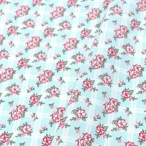 접착식 안감 심지 20수 옥스포드 유니크 체크 플라워 패브릭원단, 스카이, 1개