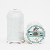 해피베어스 미라클 자수 전용 밑 실 2p, 화이트, 500m