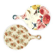 로엠디자인 서빙 원형 도마 보드 2p ParisRose 세트, ParisRose, 두목색플라워, 1세트