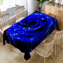 이코디 프린트 아웃 테이블보, 블루로즈, 137 x 137 cm