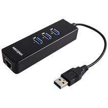 유니콘 GIGA 유선랜 + USB 3.0 허브 3포트 ULAN-303GH, 블랙