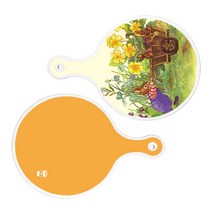 로엠디자인 서빙 원형 도마 보드 2p 카사로메오화단 세트, 카사로메오화단, 옐로우, 1세트