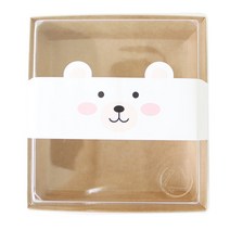 황씨네도시락 샌드정사각 크라프트 일회용 도시락 용기 10p + 곰띠지 10p, 1세트