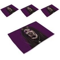 스윗리빙 애니멀스타 패밀리 린넨 테이블 매트 4p, 14, 42 x 32 cm