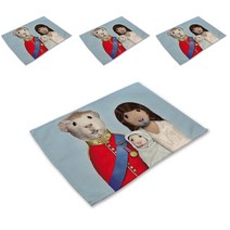 스윗리빙 애니멀스타 패밀리 린넨 테이블 매트 4p, 20, 42 x 32 cm