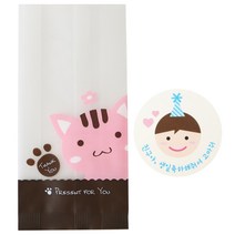 황씨네도시락 M봉투 고양이 50p + 고깔 보이 스티커 50p, 1세트
