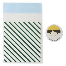 황씨네도시락 접착 스트라이프 봉투 그린 100p + 노랑모자 보이 스티커 100p, 1세트