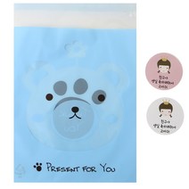 황씨네도시락 접착 애니멀 봉투 곰 30p + 왕관 걸 스티커 30p, 1세트