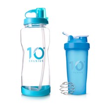 10도씨 빨대물통 2L + 블렌딩 쉐이커 보틀 600ml, 프렌치블루+플로랄민트