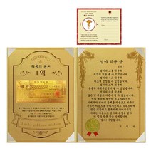 럭키심볼 어버이날 마음의 용돈 황금 1억 감사장 + 24K골드 카네이션 전자파 스티커, 1세트, 엄마 덕분 상