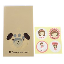 황씨네도시락 비접착 애니멀 봉투 강아지 50p + 연인 소녀 스티커 50p, 1세트