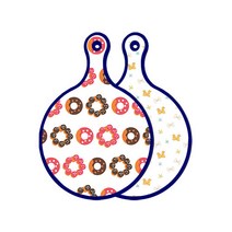 로엠디자인 블루에디션 양면 원형 서빙도마 보드 초코도넛, 리본, 1개