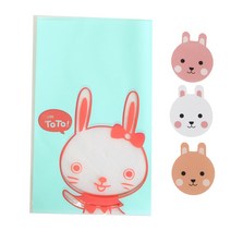 황씨네도시락 비접착 야미봉투 토끼 100p + 토끼 스티커 100p, 1세트