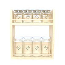 핸드팩토리 양념통 사각 스몰라지 화이트캡 8p세트, 1세트, 양념통 8p + 2단 양념통 우드선반 대 + 심플다이아 라벨