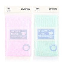 세븐스타 물결 샤워타월, 핑크, 그린, 1세트