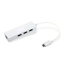 넥시 USB3.1 TYPE C 허브 3포트 기가비트 유선 랜카드 NX-UH3P1L, 화이트