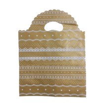 팩스타 손잡이 비닐 포장봉투 가로 25cm x 세로 35cm PE25, 금색 레이스, 50개입