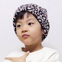무슈 아동용 호피무늬 니트비니