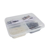 티나피크닉 사각4칸 도시락 + 리본 연보라, 10세트, 1개