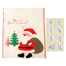 황씨네도시락 크리스마스 해피산타쿠키비닐백 100p + 연인 메시지 스티커 화이트 100p, 1세트