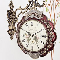 도모도모 엔티크 그라핀 저소음 양면시계 RQ1123-01, 레드