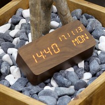 스피엘 화이트LED 탁상시계 듀얼, 다크브라운