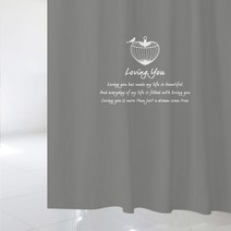 디자인수풀 샤워 커튼 러빙유 S 1520 x 1880 mm + 스테인리스 커튼고리, 1세트