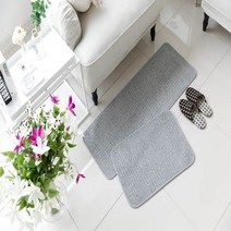 가온길카페트 투컬러믹스 마일드 주방매트 + 발매트 세트, 그레이