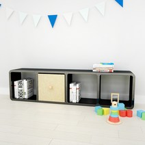 큐빅스 2 책장 300-1-4, 블랙 + vin2-33(BE)