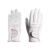 몬자 여성용 프리미엄 빨아쓰는 합피 양손 골프장갑, 흰색