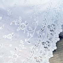 데코리아 북유럽스타일 방수코팅 레이스식탁보 FL-2929, 화이트, 500 x 49cm