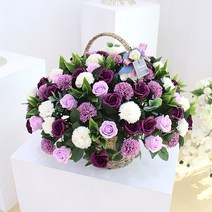 모리앤 비누꽃 100송이 한아름 카네이션 꽃바구니, 퍼플