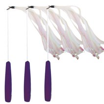 아이엠 고양이 파다닥 힐링 2단 낚시대 반짝이투명리본, Purple, 3개입