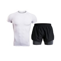 나야스타일 남성 헬스복 반팔티 + 반바지 2종 세트 MSET-37-3