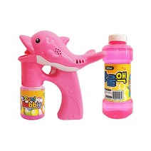 애들랜드 큐티 돌고래 자동버블건 + 방울액 500ml, 핑크