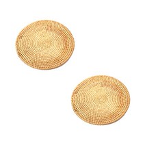 블럭마트 라탄 코스터 냄비받침 13cm, one color, 2개입