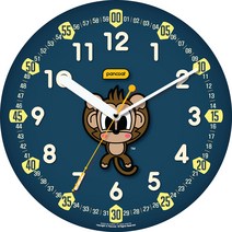 팬콧 인테리어 어린이 교육용 무소음 벽시계, 원숭이