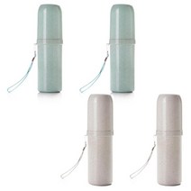 ABM 휴대용 밀짚 칫솔케이스 그린 2p + 아이보리 2p, 혼합 색상, 1세트