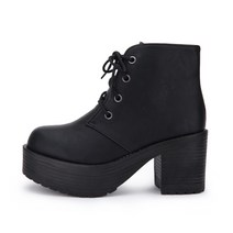 단골언니 아이엔지 베이직 레이스업 통굽 워커