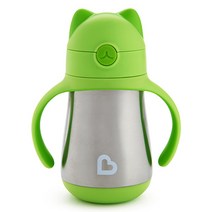 먼치킨 손잡이 보냉 빨대컵 236ml, 그린, 1개