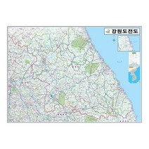 지도닷컴 강원도전도 코팅형 110 x 78 cm + 전국행정도로지도, 1세트