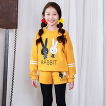 잭키드 여아용 래빗 기모 반바지 세트