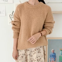 아모르데이 여성용 히릿라운드 민자 심플 소프트 스웨터