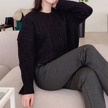 오키진 여성용 촘촘한 루즈핏 꽈배기 니트