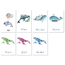 따쟁이공방 몽환고래 엽서 7종 세트 세로형, 혼합 색상, 1세트