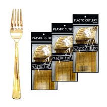 쓱싹 고급 플라스틱 클래식 골드 일회용 포크 18.5cm, 20개입, 3개