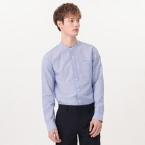 베이직하우스 남성용 린넨 코튼 스트라이프 헨리넥 긴팔셔츠 HUWS3152