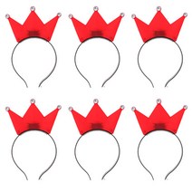 리빙다 파티용 LED 왕관 머리띠 디자인 랜덤 발송, 레드, 6개