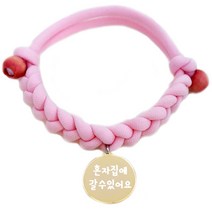 펫츠룩 혼자집에갈수있어요 인식표, 목걸이(데일리핑크), 팬던트(원형골드)